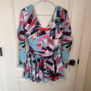 Women's Multicolor Abstract Print‎ One-Piece Swimwear Size Medium NWOT